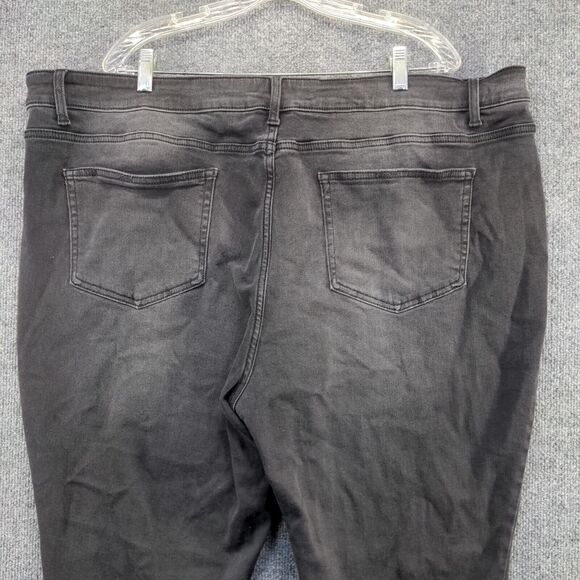 Terra & Sky Women's Skinny Leg Jeans Black Plus 24W Denim Frayed Hem - Picture 6 of 10